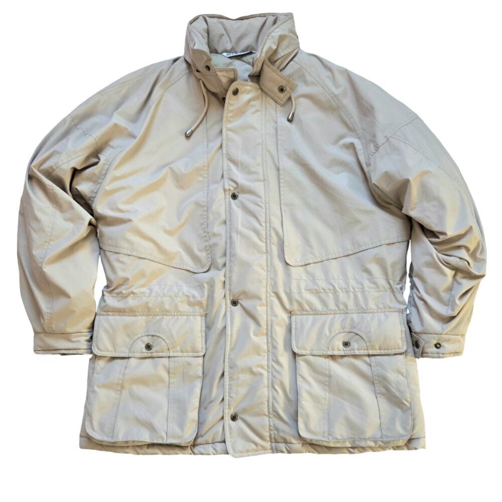 City Casuals Haggar Men's Coat Large Cream Insulated Coat Winter Utility Casual